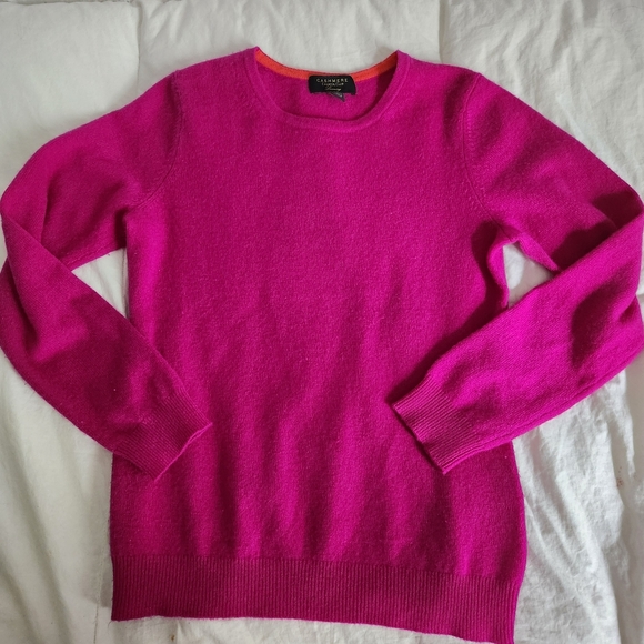 Cashmere Charter Club Luxury Pink Pullover Sweater Womens Petite Medium - Picture 1 of 7